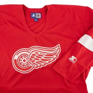 Vintage 90's Starter NHL Detroit Red Wings Hockey Embroidered Jersey Western Lrg